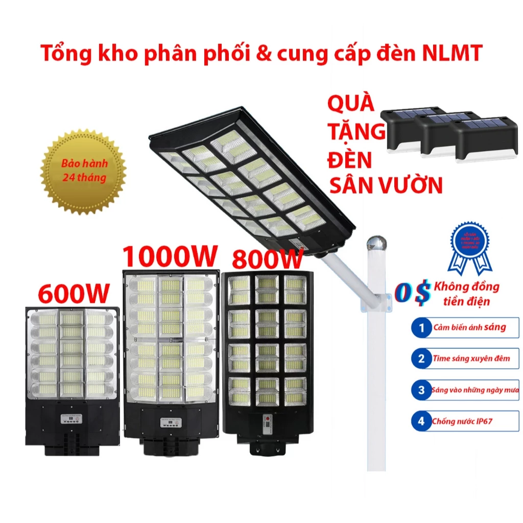 Đèn năng lượng mặt trời  liền thể cao cấp , 600W, 800W & 1000W cảm biến chuyển động