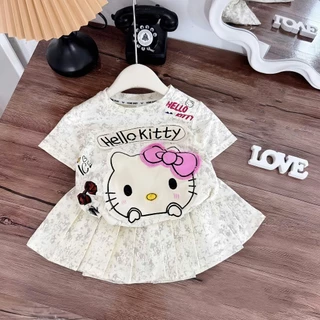 Váy Xếp Ly In Hình Hel kitty Có Lót Trong Dành Cho Bé Gái Size 9-44kg Chất Liệu TIXI Mềm Mịn Thoáng Mát Co Giãn (Mây 1)