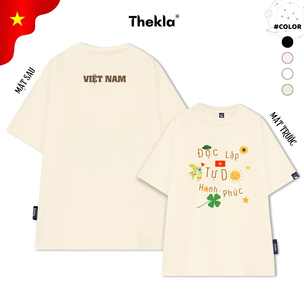 Áo Thun, Áo Phông Unisex By Thekla BST59 Độc Lập-Tự Do Chất Cotton Co Giãn Thoáng Mát Form Rộng Cho Nam Nữ