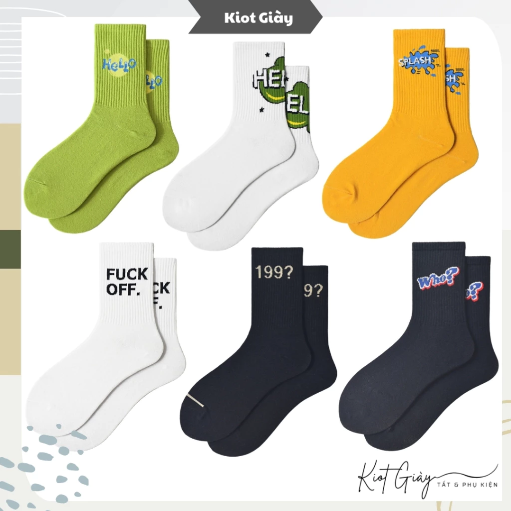 Tất vớ cổ cao nam nữ - Style Hàn Quốc thể thao hoạ tiết nhiều màu sắc - Chất liệu cotton cao cấp