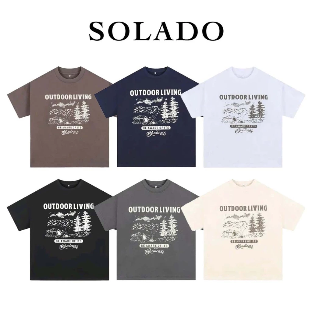 Áo Thun Nam SOLADO Cổ Tròn Cotton Form Boxy In Họa Tiết Nổi Sắc Nét AT12