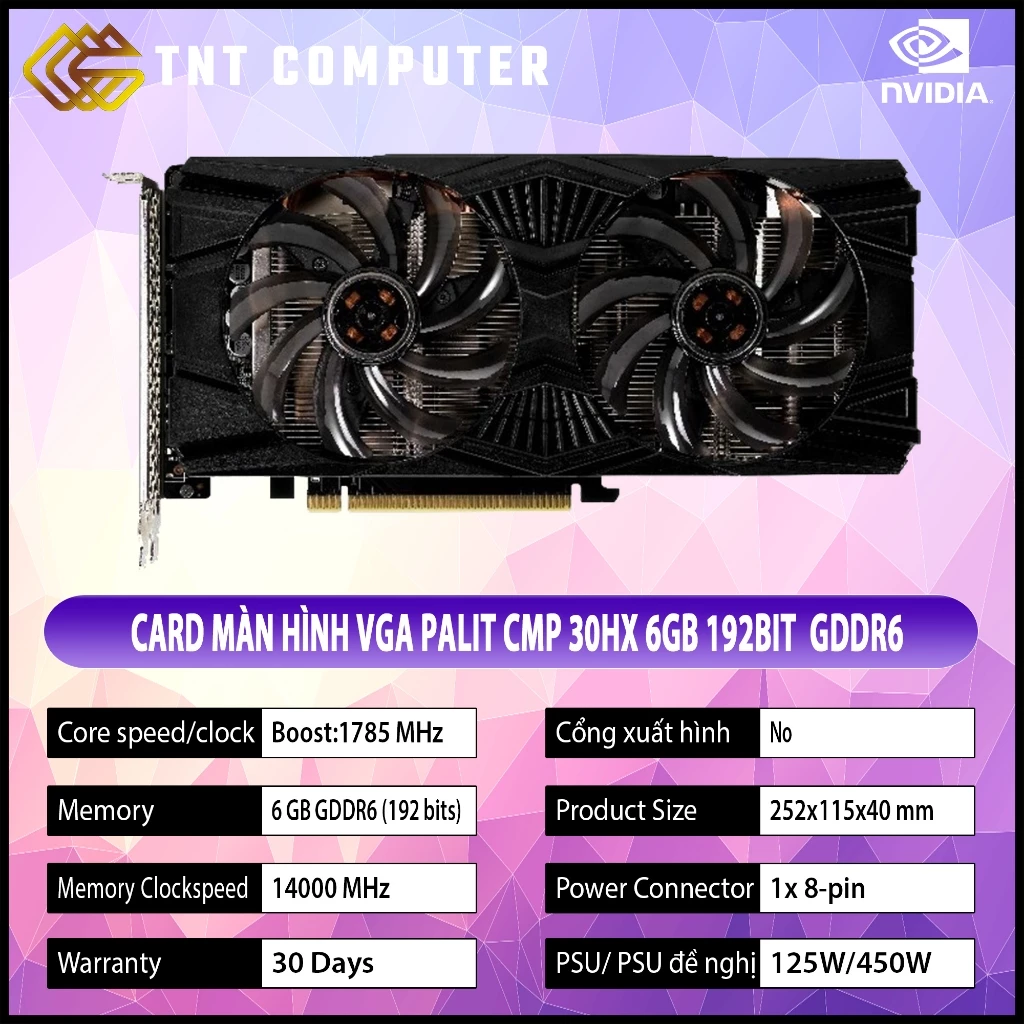 VGA -  Card màn hình CMP 30HX Palit 6GB MOD x16 thành GTX1660 Super hiệu năng 60 - 80% 2nd