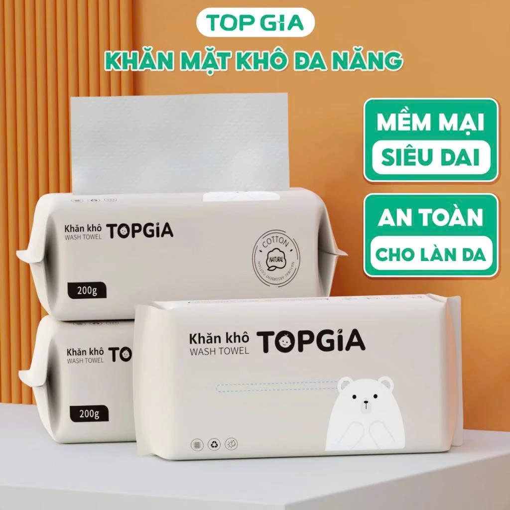 Khăn mặt khô dùng 1 lần TOPGIA mềm mịn phù hợp cho mọi loại da