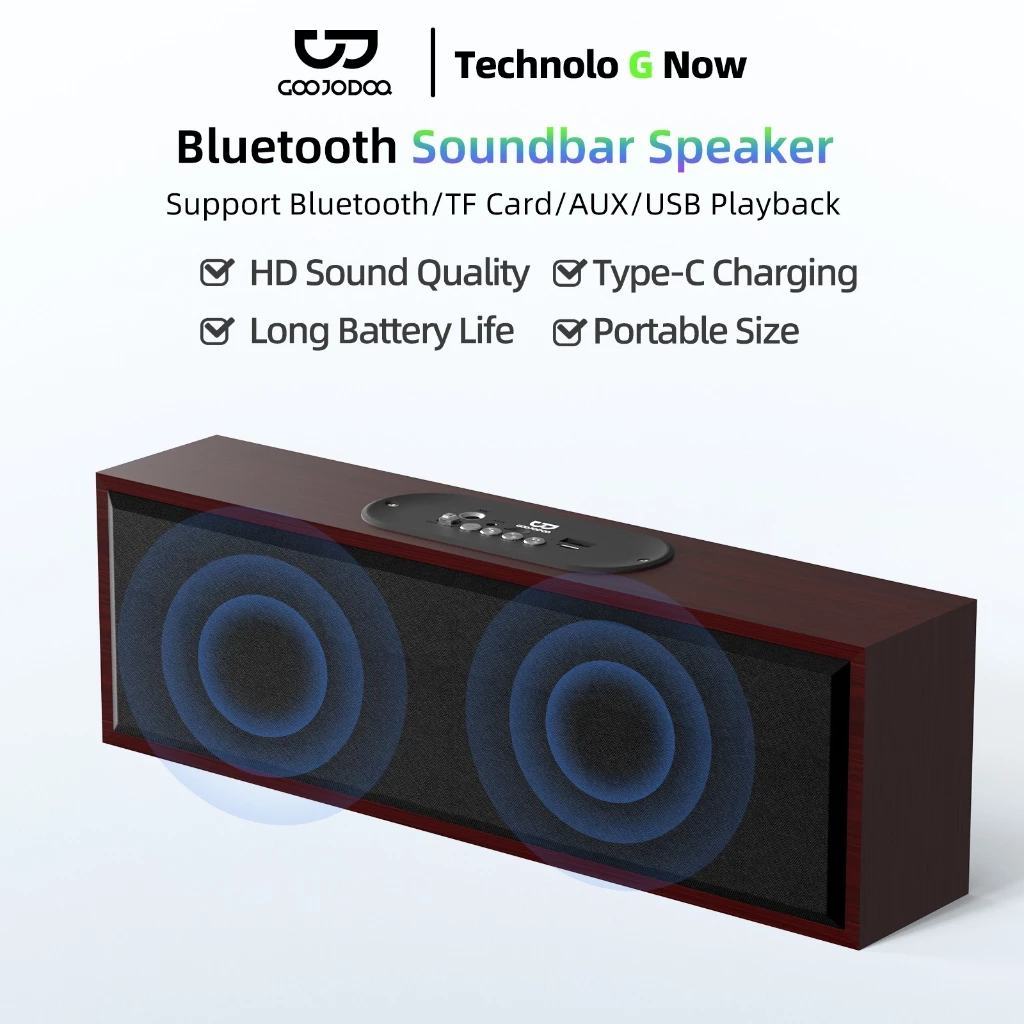 Loa Bluetooth GOOJODOQ 5.3 hỗ trợ bốn chế độ phát lại, vân gỗ tinh tế, loa nhỏ gọn di động 3600MAH