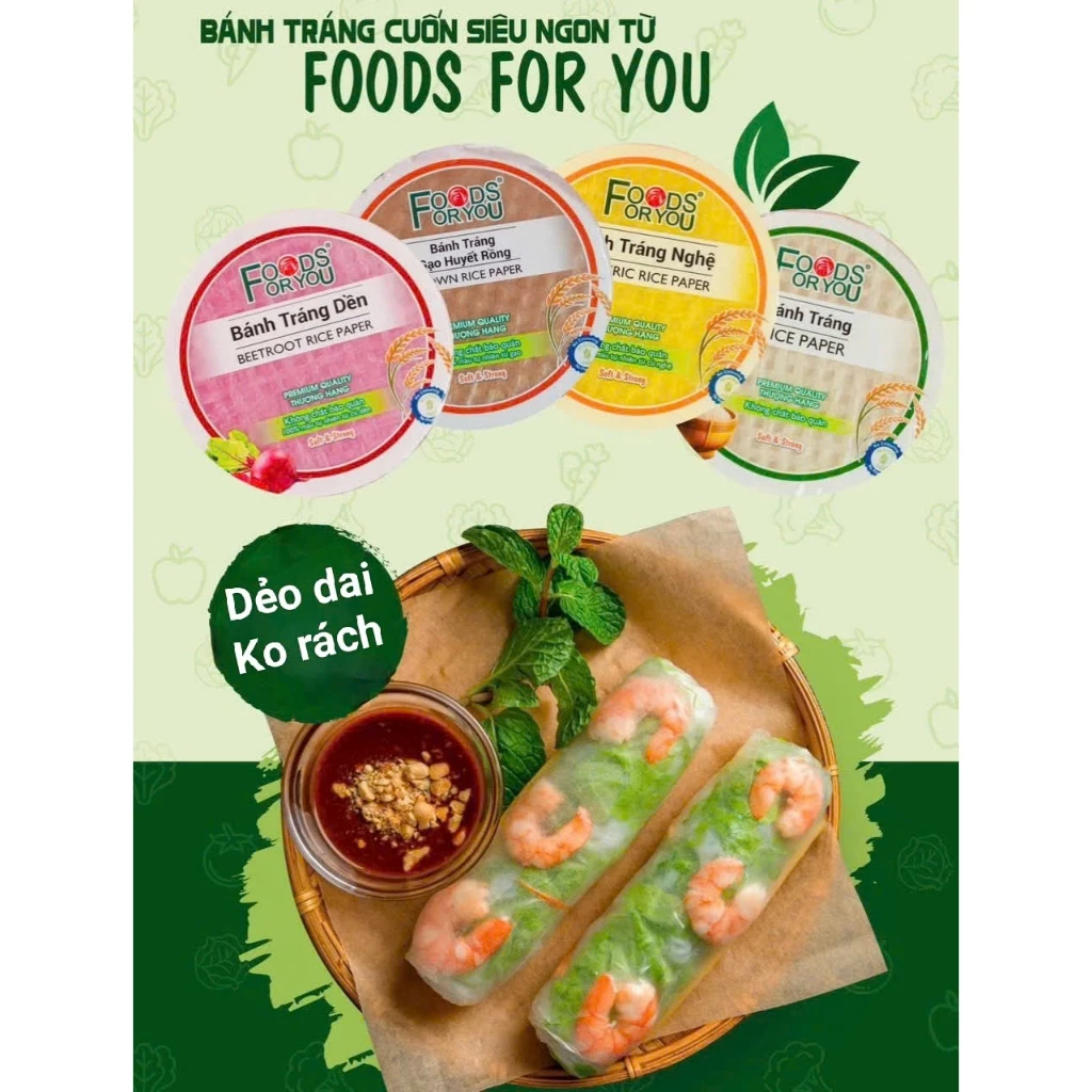 Bánh tráng cuốn gỏi ăn kiêng Eatclean gói 300g Food Foryou Size 22cm