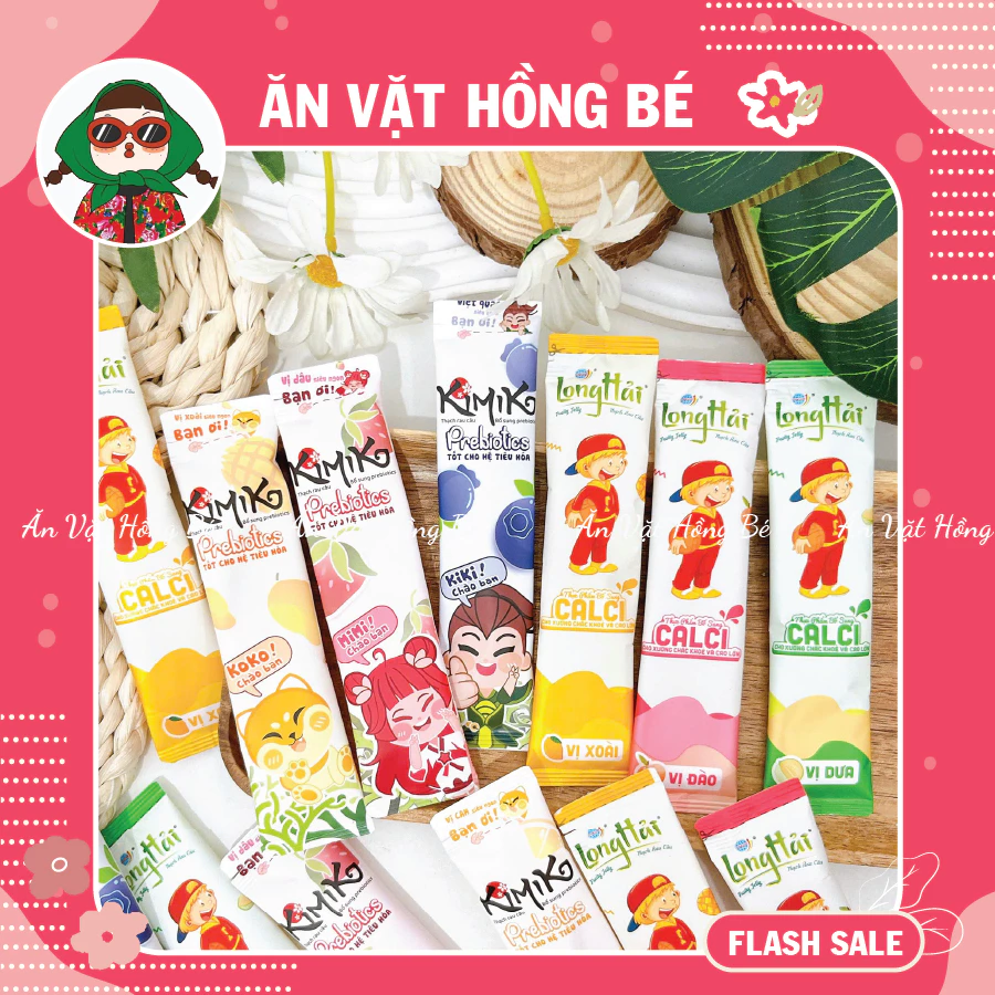 [10 CHIẾC] Thạch zai zai Kimiko, Calci Long Hải hương cho trái cây, đồ ăn vặt