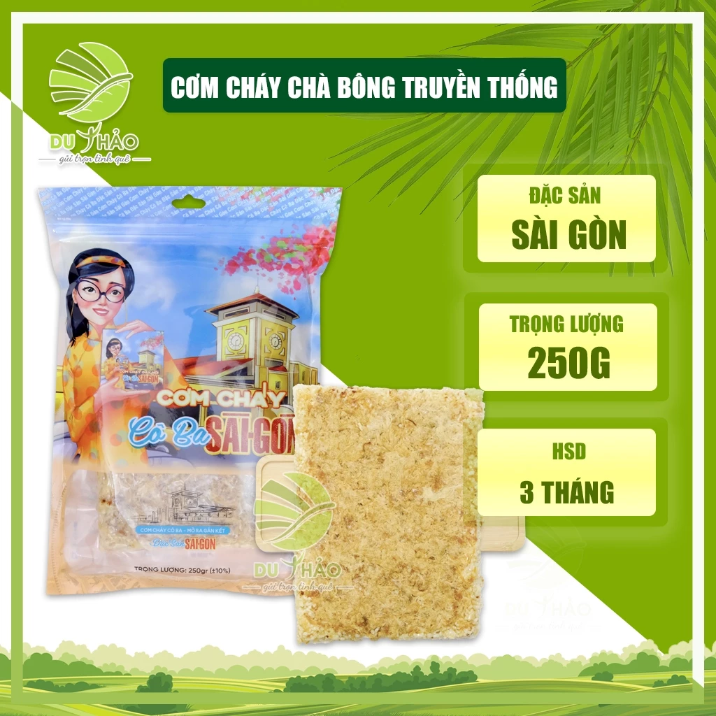 Cơm cháy chà bông Sài Gòn, giòn rụm nhiều chà bông, cay nhẹ hút chân không, đồ ăn vặt Việt Nam