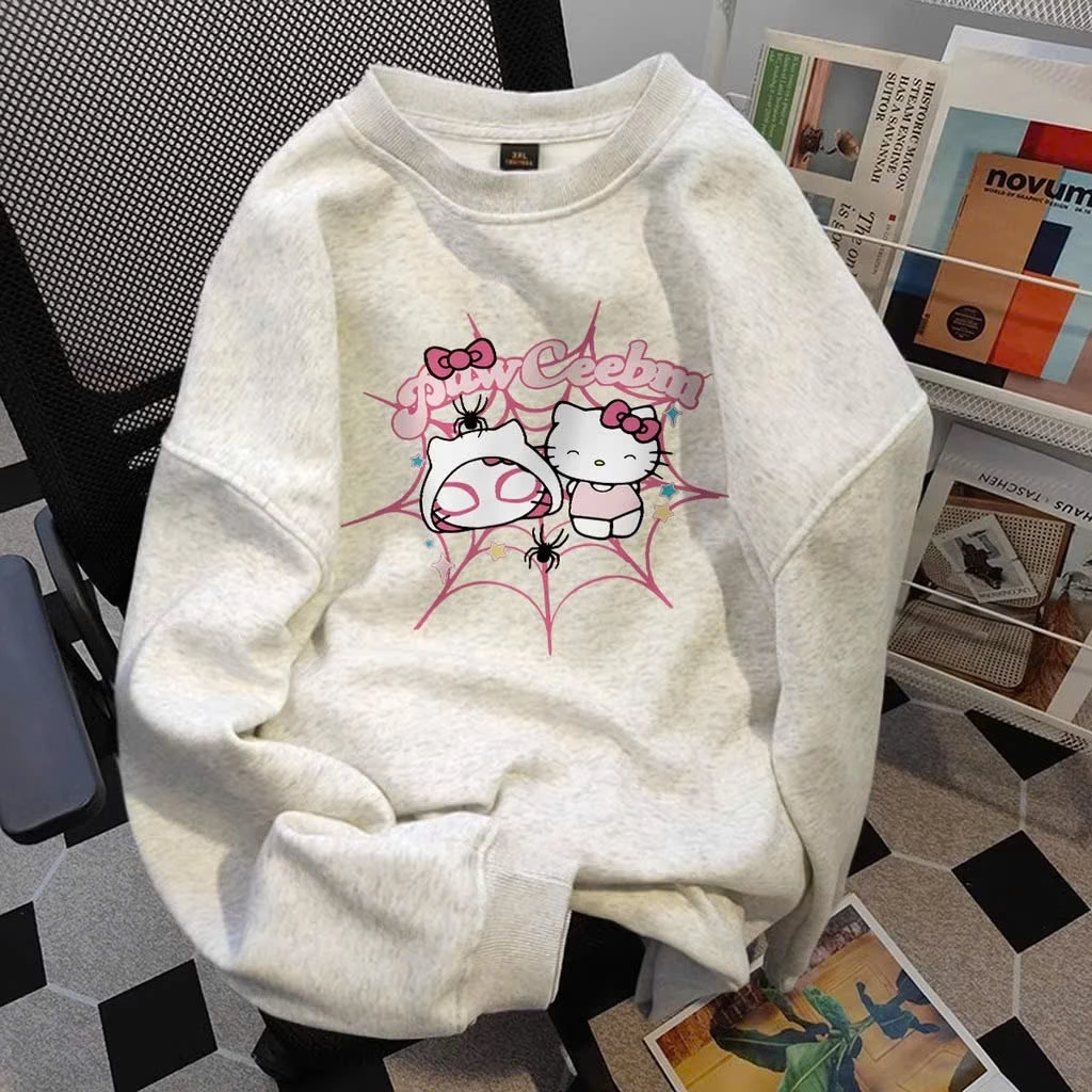 Áo Nỉ Sweater Mèo KIT.TY Nhện PAW Cổ Tròn Form Rộng Nam Nữ Unisex Chất Nỉ Bông