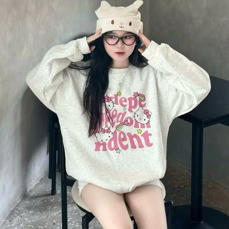 Áo Nỉ Sweater Mèo Kit.ty Freedom Basic Form Rộng Cổ Tròn Nam Nữ Unisex Chất Nỉ Bông