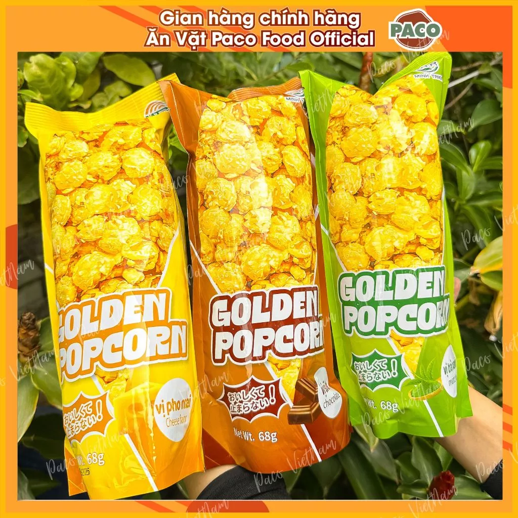 bắp rang bỏng ngô gói tiện lợi các vị caramel/ phô mai/ trà xanh/socola/sữa gói 68g tiện lợi dã ngoại đi chơi