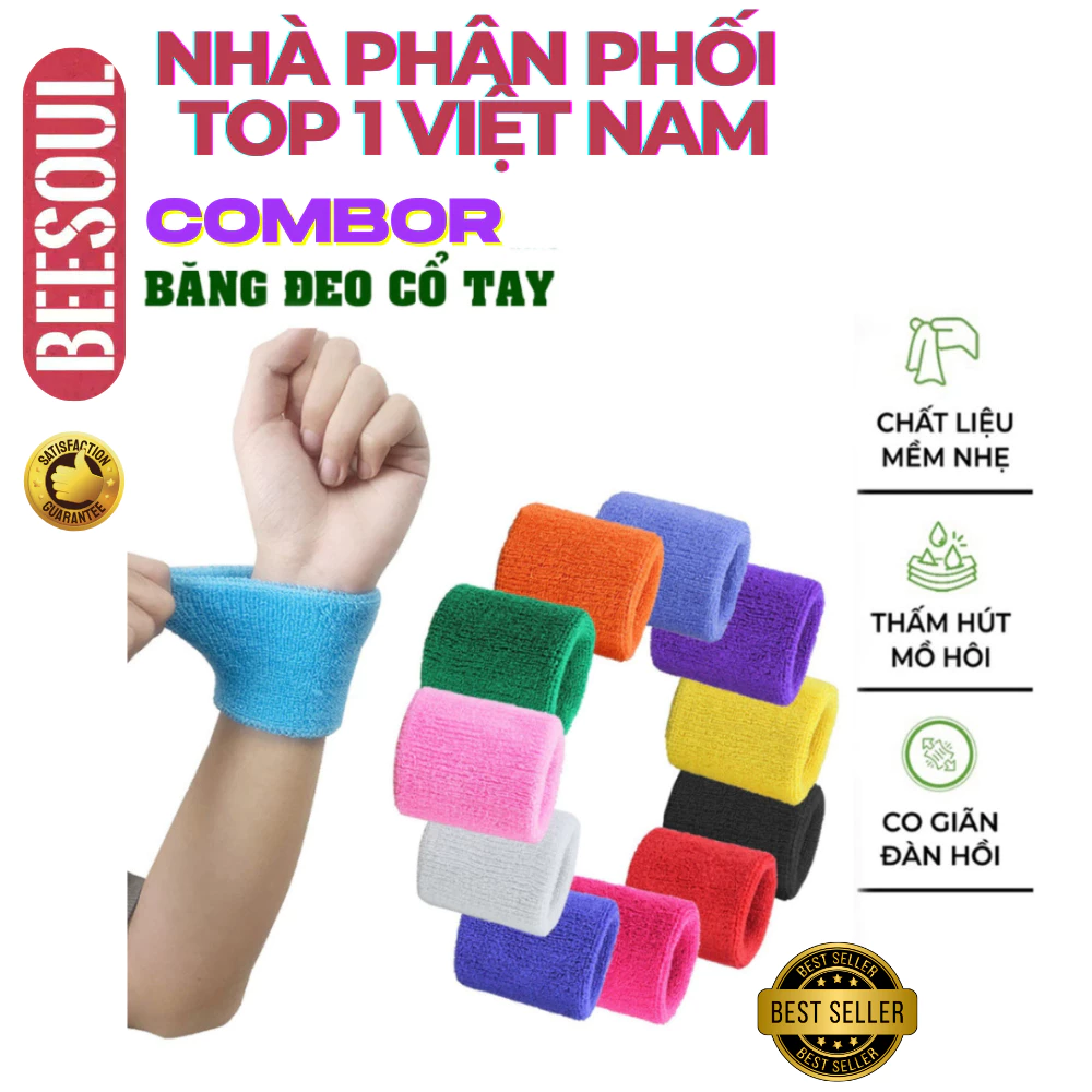 Băng cổ tay thể thao nam nữ Pickleball Beesoul, băng chặn mồ hôi tay bảo vệ cổ tay thấm hút mồ hôi
