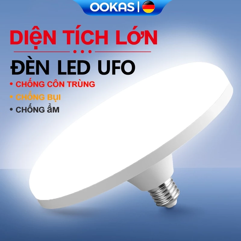 OOKAS Bóng Đèn Led UFO E27 220V 30W 60W 100W Siêu Sáng Ánh Sáng Trắng