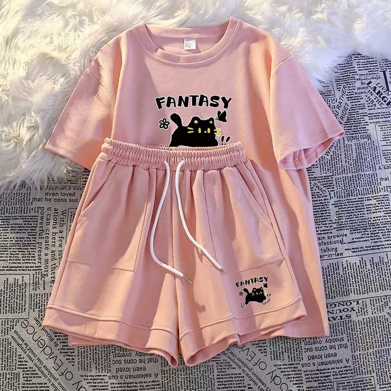 [RẺ VÔ ĐỊCH] Set đồ nữ FANTASY ba sọc,bộ quần áo nữ mặc nhà thoáng mát bộ thể thao nữ mùa hè tay lỡ quần short