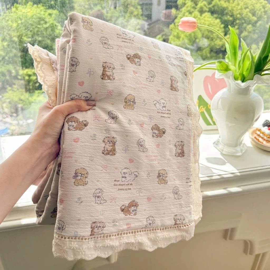 Bộ vỏ chăn ga gối cotton đũi ren siêu xinh. Chăn ga phong cách tiểu thư