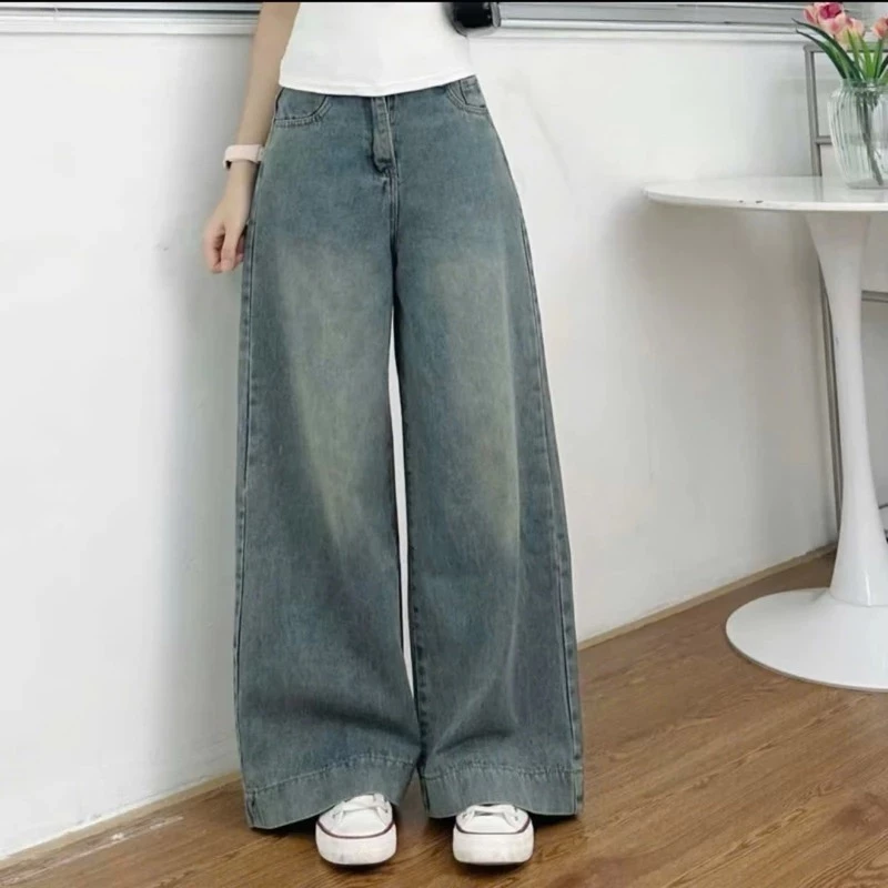 Quần jeans nữ gấu to ống rộng màu mới hottrend chất bò mềm mịn phong cách Hàn Quốc mã QS35