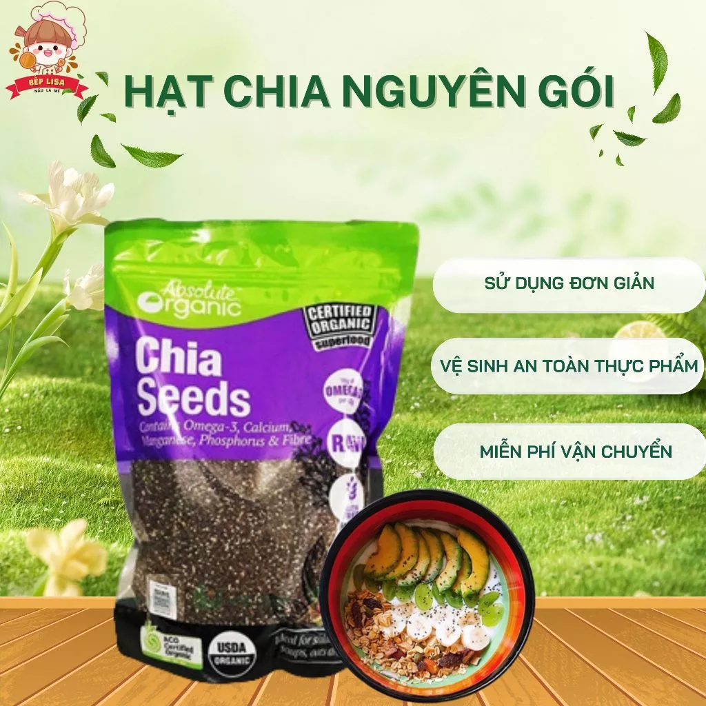 Hạt chia hữu cơ Absolute Organic Úc 1kg – Ăn kèm chè, detox, sữa chua