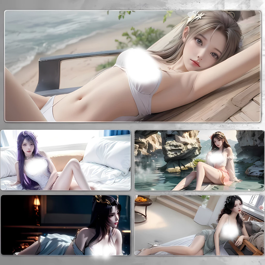 Miếng Lót Chuột Và Bàn Phím Máy Tính cỡ lớn in hình Anime Sexy