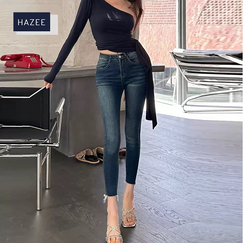 Quần Jeans SKINNY nữ dáng ôm cạp cao co giãn HAZEE