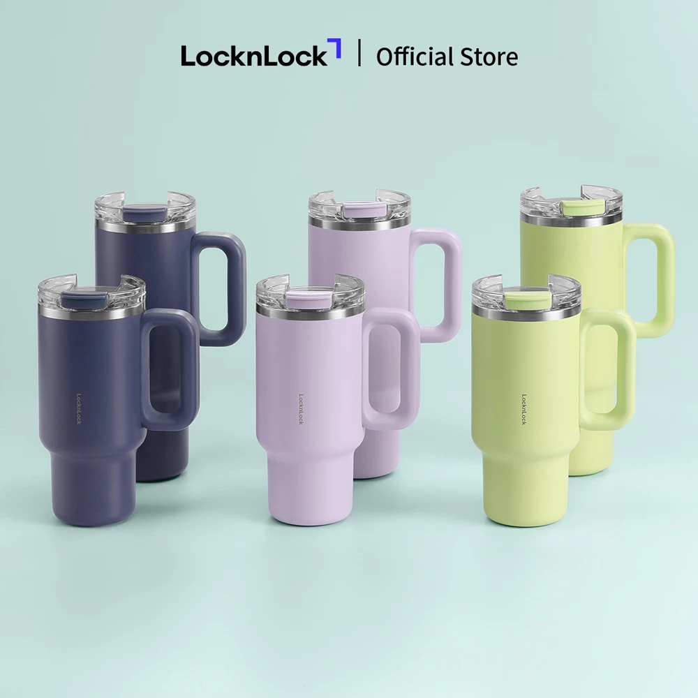 Bình giữ nhiệt LocknLock Balance grip tumbler LHC4397 dung tích 900ml / LHC4398 dung tích 1.2L có quai - 3 màu