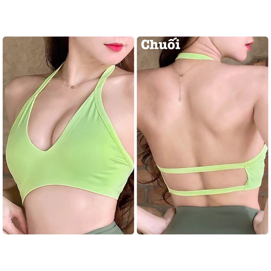 Áo Bra Nữ Cổ Yếm 2 Dây Ngang, Tập Gym, Yoga, Aerobic, Pilates