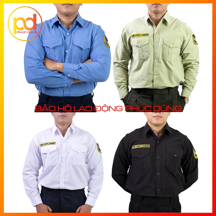 Áo đồng phục bảo vệ dài tay đủ màu sắc chuyên nghiệp đẹp- Không phụ kiện - loại kate tốt thấm hút mồ hôi