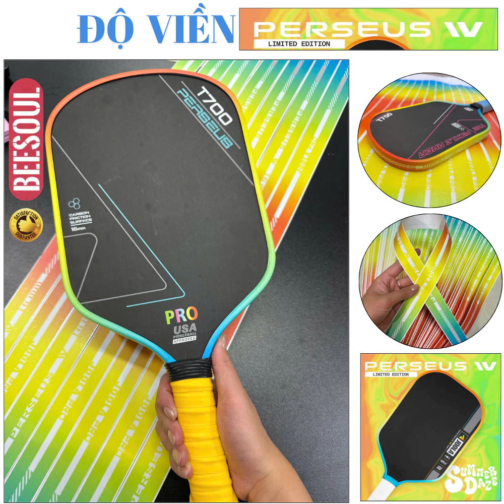 Dán viền vợt Pickleball Joola Pro Perseus IV 16mm 14mm nhiều màu sợi carbon giả lập bản mới nhất2025