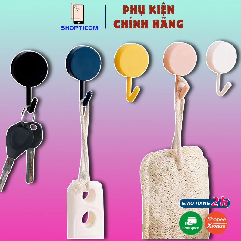 Móc treo quần áo dán tường chịu lực siêu dính S P, móc treo đồ trơn để chìa khóa, túi xách gắn tường