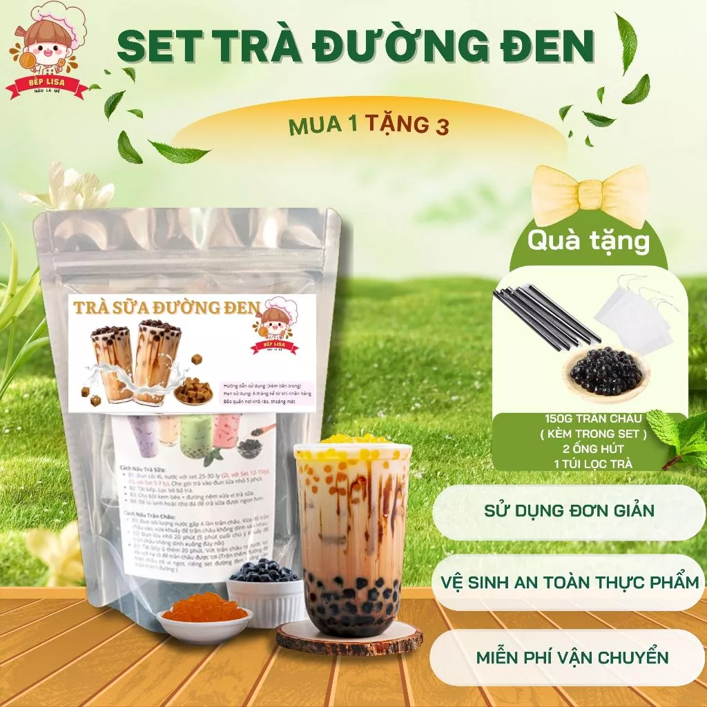 Nguyên liệu trà sữa đường đen tại Bếp Yêu Lisa