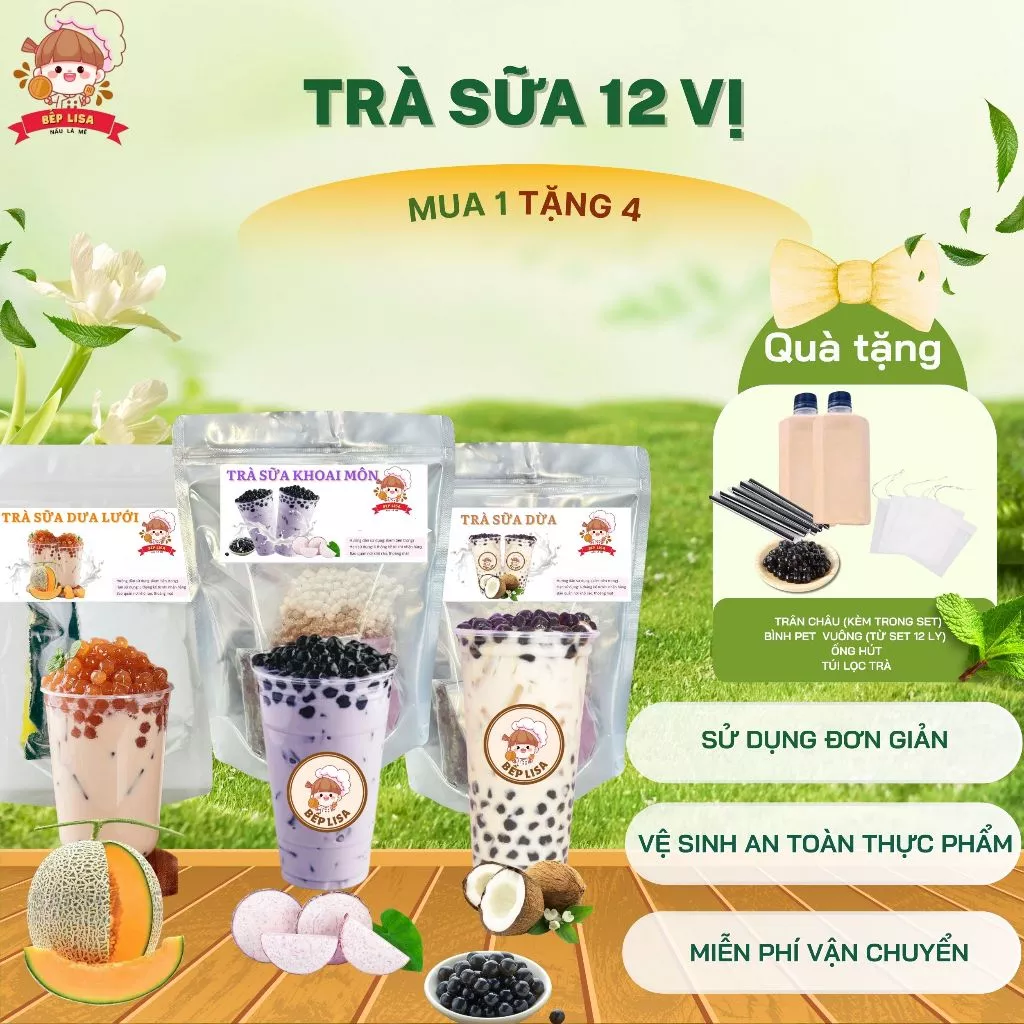 Set trà sữa dùng thử (12–15 Ly) – 12 vị đậm đà – Tặng trân châu, túi lọc, chai pet
