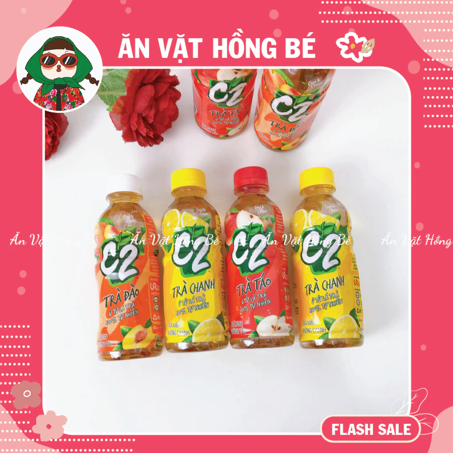 [3 CHAI] Nước C2 trà đào, trà chanh, trà táo 225ml Date mới, Đồ ăn vặt