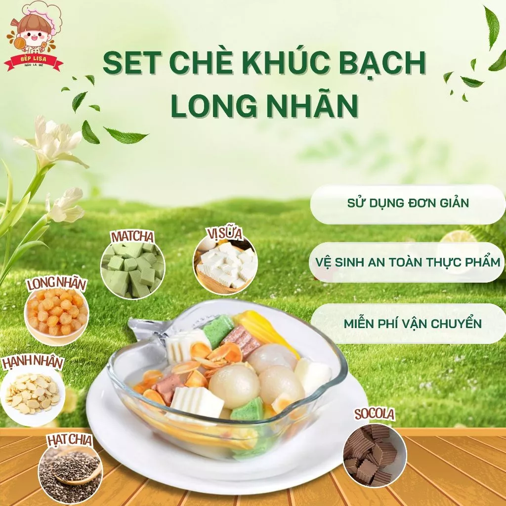 Set chè khúc bạch long nhãn tự nấu thanh mát mùa hè