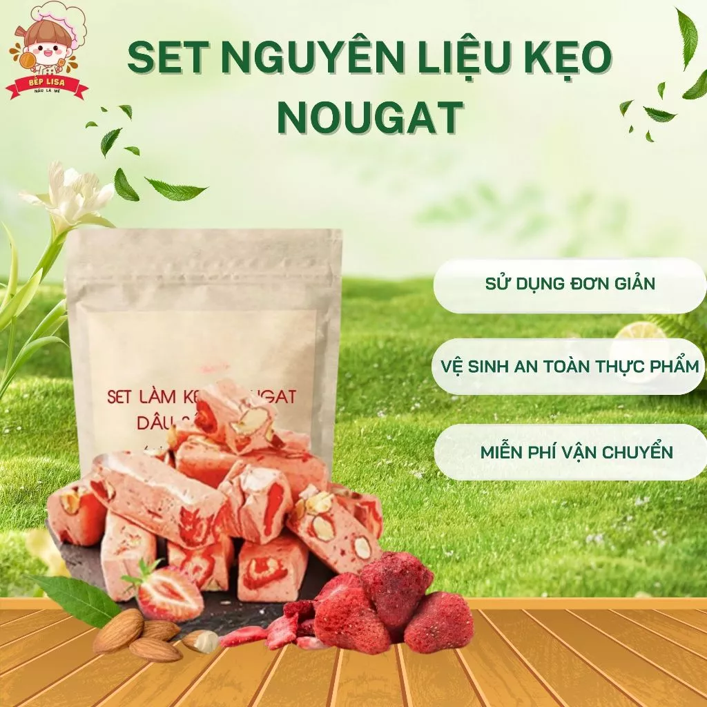 Nguyên liệu làm kẹo nougat hạnh phúc set 30 viên - BẾP LISA ( Không Bán Kèm Bơ)