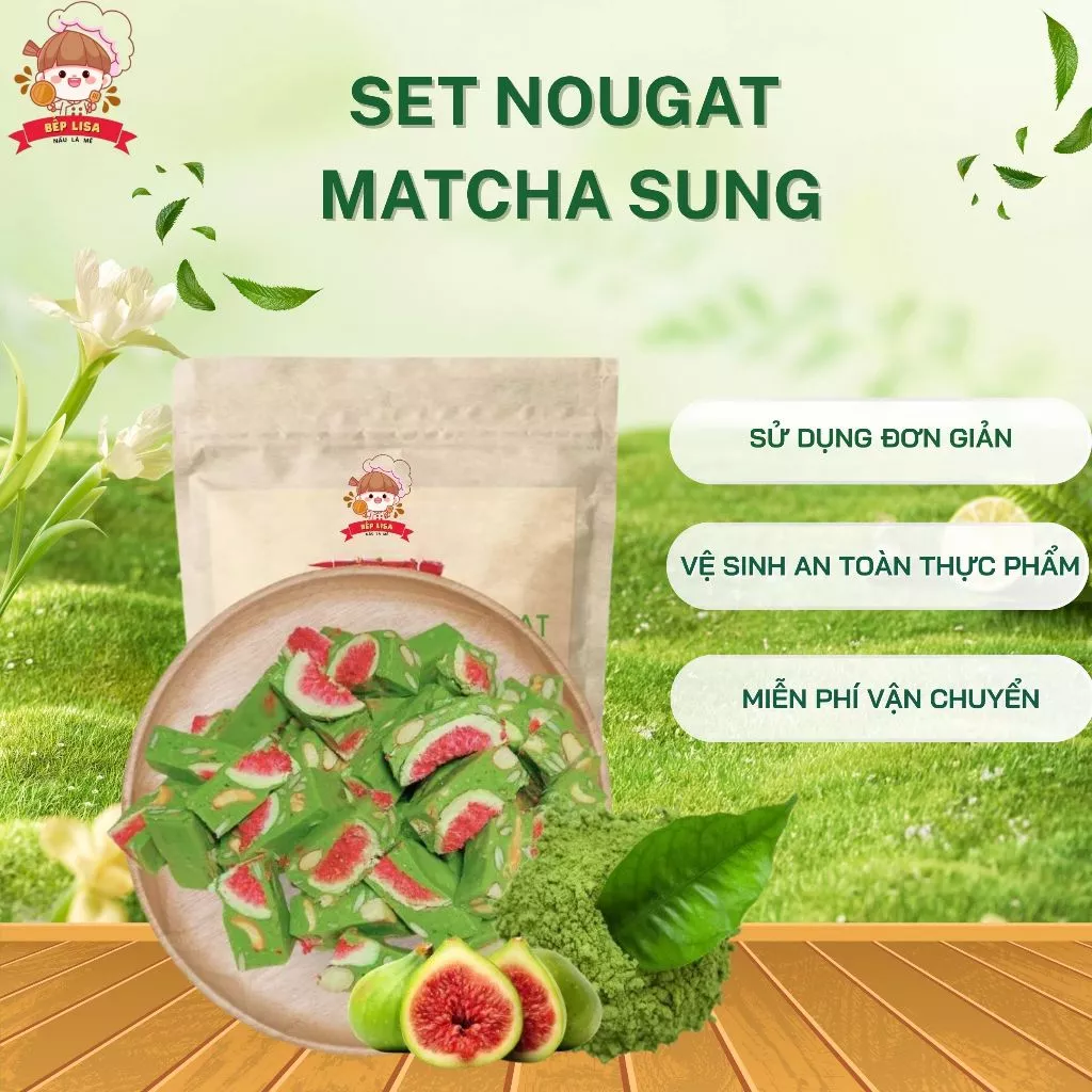 Set làm kẹo nougat matcha sung túc 13 nguyên liệu - Tặng kèm giấy gạo, túi gói (Không kèm bơ)