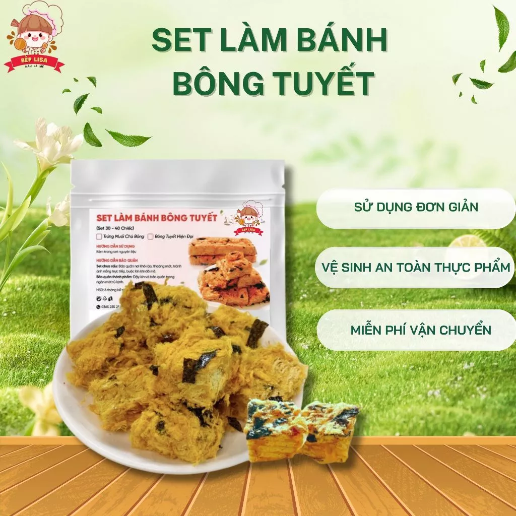 Set nguyên liệu làm bánh bông tuyết trứng muối chà bông rong biển giòn thơm ( không kèm bơ )