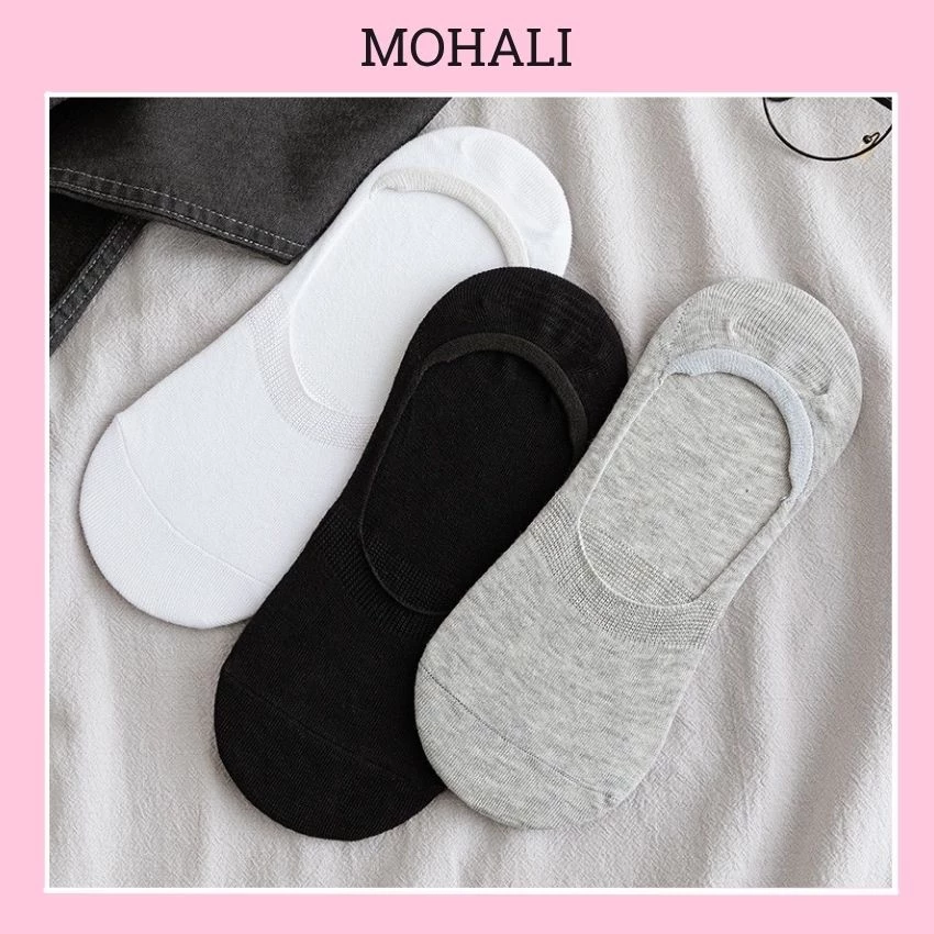 Combo 5 đôi tất vớ lười nam nữ trơn dưới mắt cá chân có silicon chống tuột kháng khuẩn MOHALISOCKS VL007