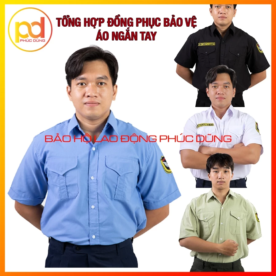 Áo đồng phục bảo vệ TAY NGẮN CHẤT VẢI TỐT, đồng phục bảo vệ chuyên nghiệp đóng thùng