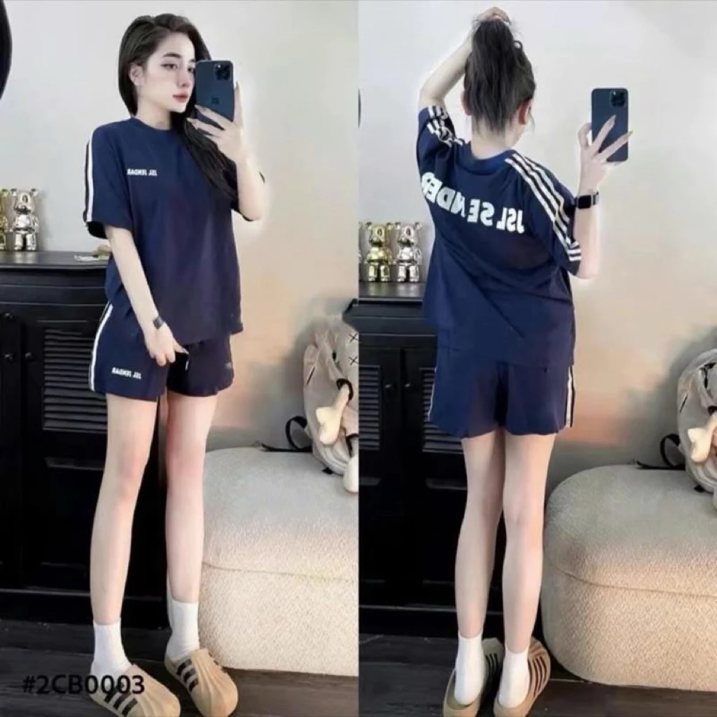 Set Bộ Đùi Nữ Cổ Tròn form rộng tay lỡ chạy rot hottrend JSL