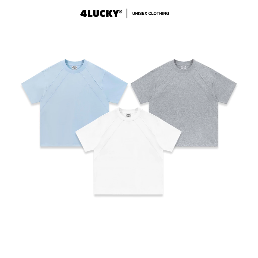 Áo Thun Boxy Phối Rã, Gắn Tag 4LUCKY Sau Lưng Unisex, Áo Thun Nam Nữ Chất Cotton Thoáng Mát  6426