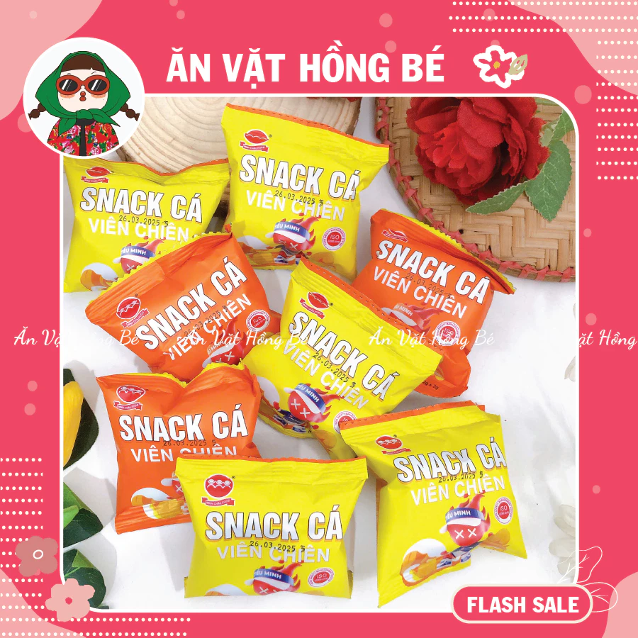 [10 Gói] Snack cá viên chiên Minh Châu Food, bim bim cá viên chiên tuổi thơ, đồ ăn vặt cổng trường
