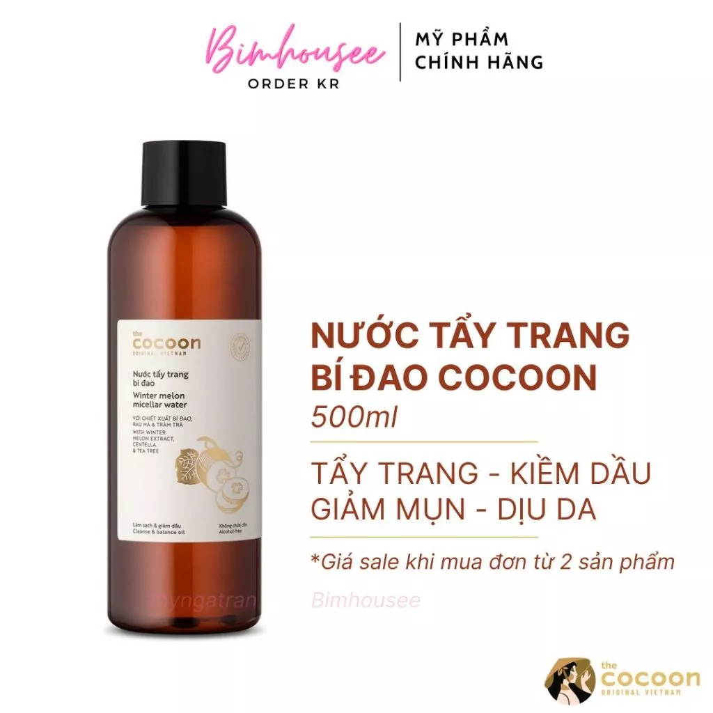 [1 chai 500ml] Nước tẩy trang Bí Đao Cocoon cho da dầu mụn
