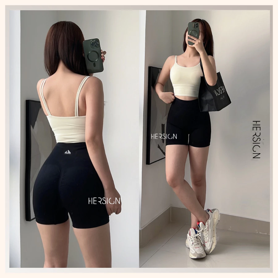 Bộ đồ tập gym nữ Set tập yoga nữ Áo croptop thể thao quần đùi HERSIGN-SMIXB33N12 BST HERSIGN Bare Form