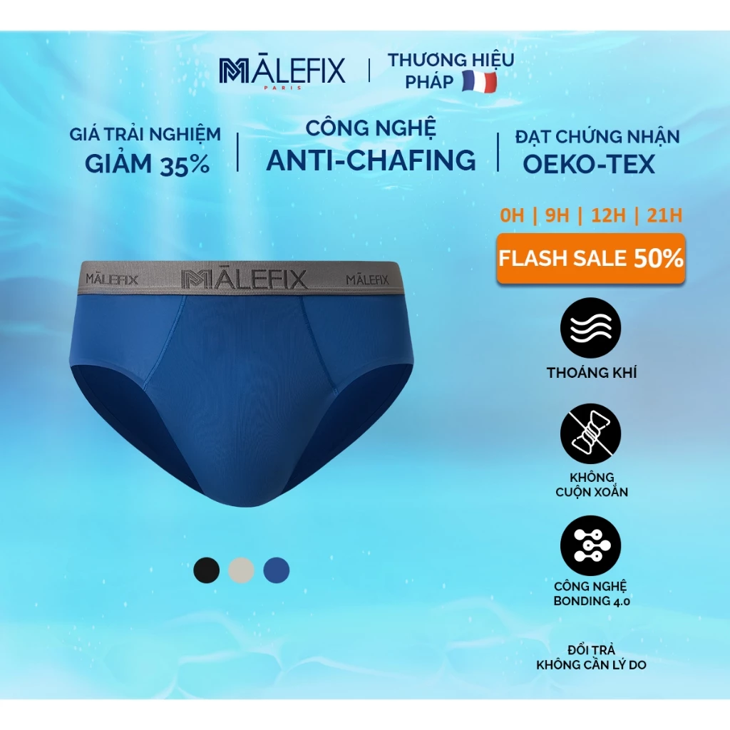 Quần lót nam dáng tam giác CoolSilk cao cấp mỏng mát kháng khuẩn - chuẩn an toàn quốc tế OEKO-TEX | Malefix by CorèleV