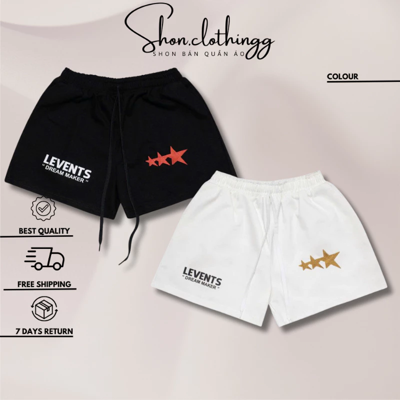 Quần Short Levent Thêu Logo Cao Cấp Chất Kaki Dày Dặn Full Tem Tag Mạc Hot Trend 2025