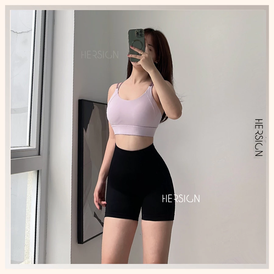 Bộ đồ tập gym nữ Set tập yoga nữ Quần đùi áo bra thể thao tập tennis pickleball HERSIGN-SMIXB45N12 BST HERSIGN BARE FORM