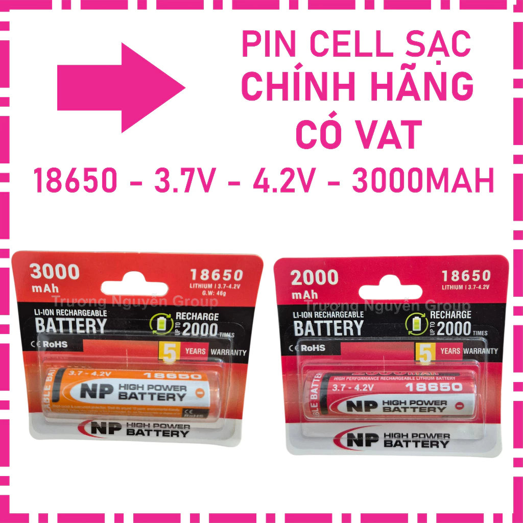 Pin Cell Sạc Dung Lượng Cao 3000 MAH 18650 3.7V Chính Hãng NP - Có Xuất Hóa Đơn Đỏ VAT
