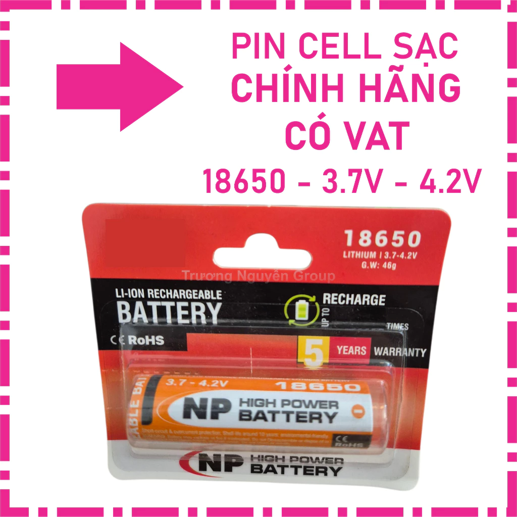 Pin Cell Sạc Dung Lượng Cao 7400 MHW 18650 3.7V Chính Hãng NP - Có Xuất Hóa Đơn Đỏ VAT