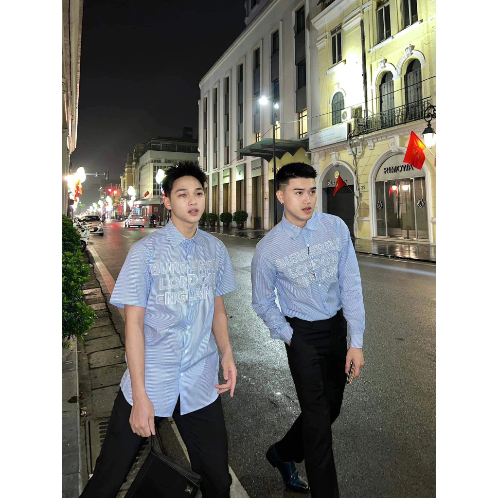 Áo Sơ Mi Nam Kẻ Xanh Siêu Cấp - Sơ Mi Nam Hoạ Tiết Thêu Chữ Ngực Cao Cấp Hot 2024Form rộng chất liệu Cotton định lượng 2