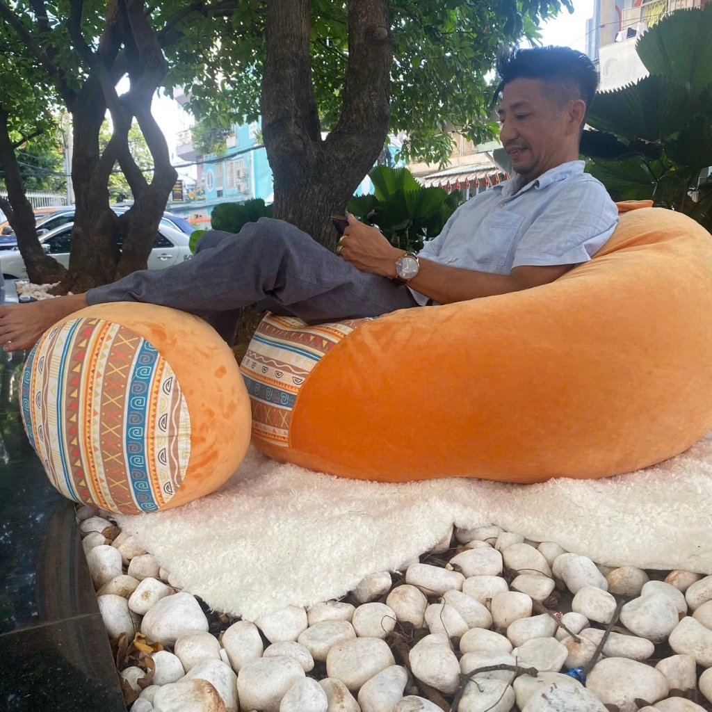 Ghế lười thư giãn hạt xốp,bean bag đủ size chất liệu nhung kết hợp thổ cẩm- phù hợp mọi độ tuổi