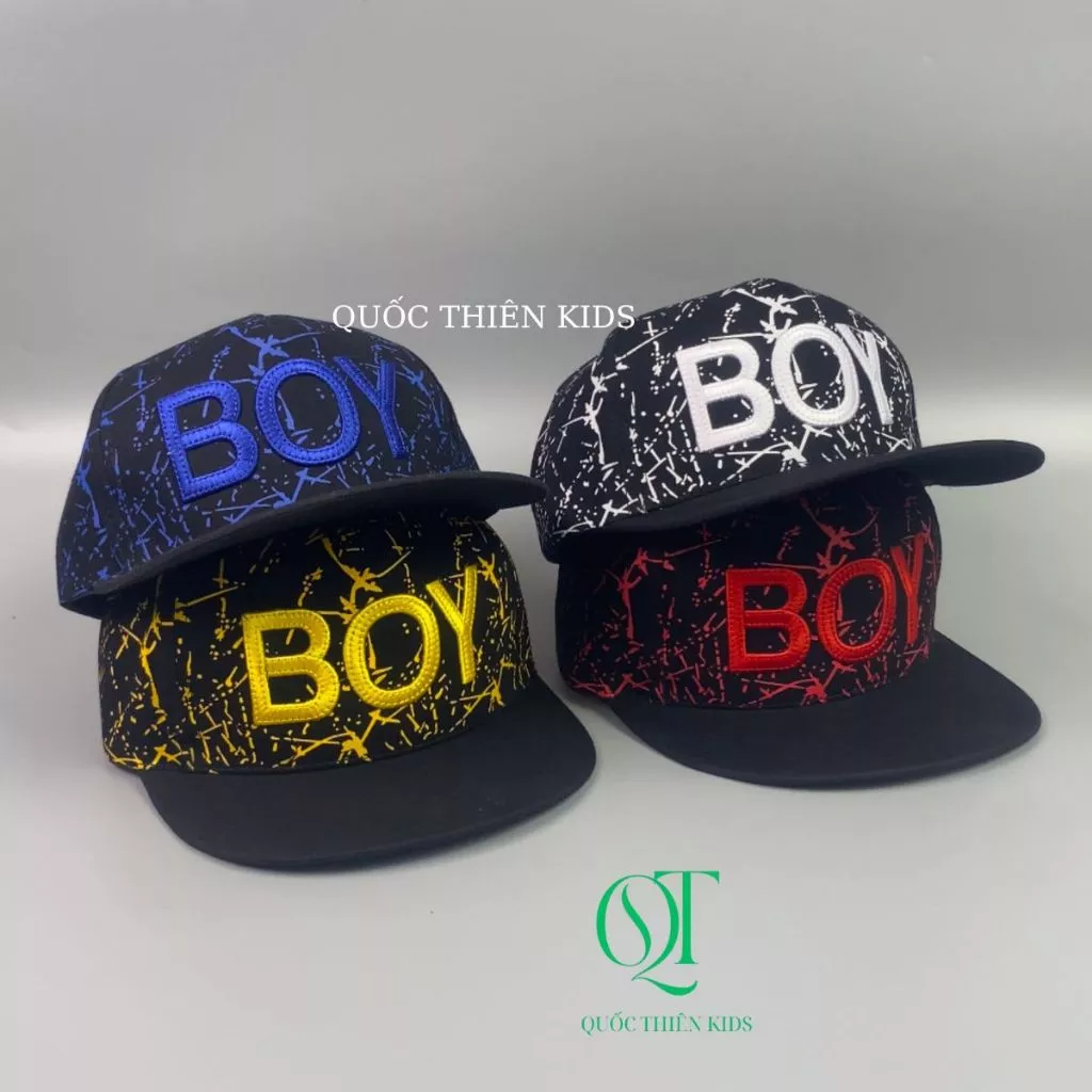 [Mũ nón trẻ em 5-12tuổi] Nón Snapback thêu chữ BOY vảy sơn , mũ hiphop cho bé trai phong cách cá tính- Ms QT35