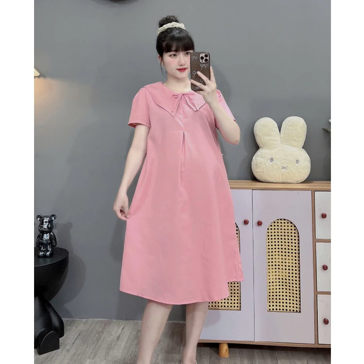 (đủ size 45-100kg)Váy bầu bigsize dáng suông,cổ sen cực đẹp